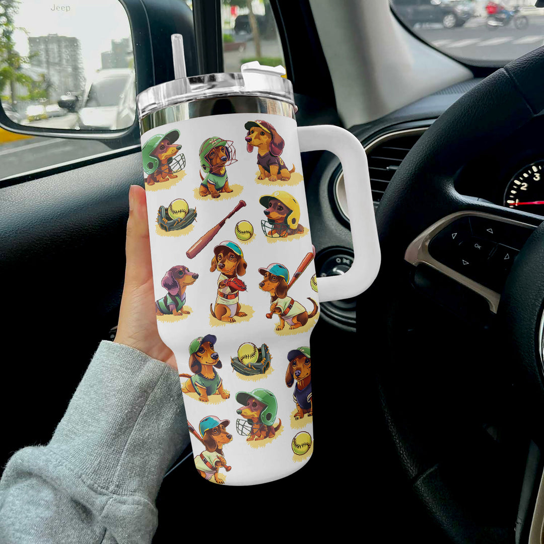 40 Oz Shineful Tumbler Softball Dachshund