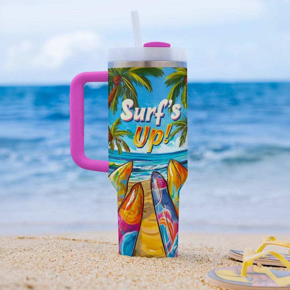 40 Oz Shineful Tumbler Surfing Tropical Wave