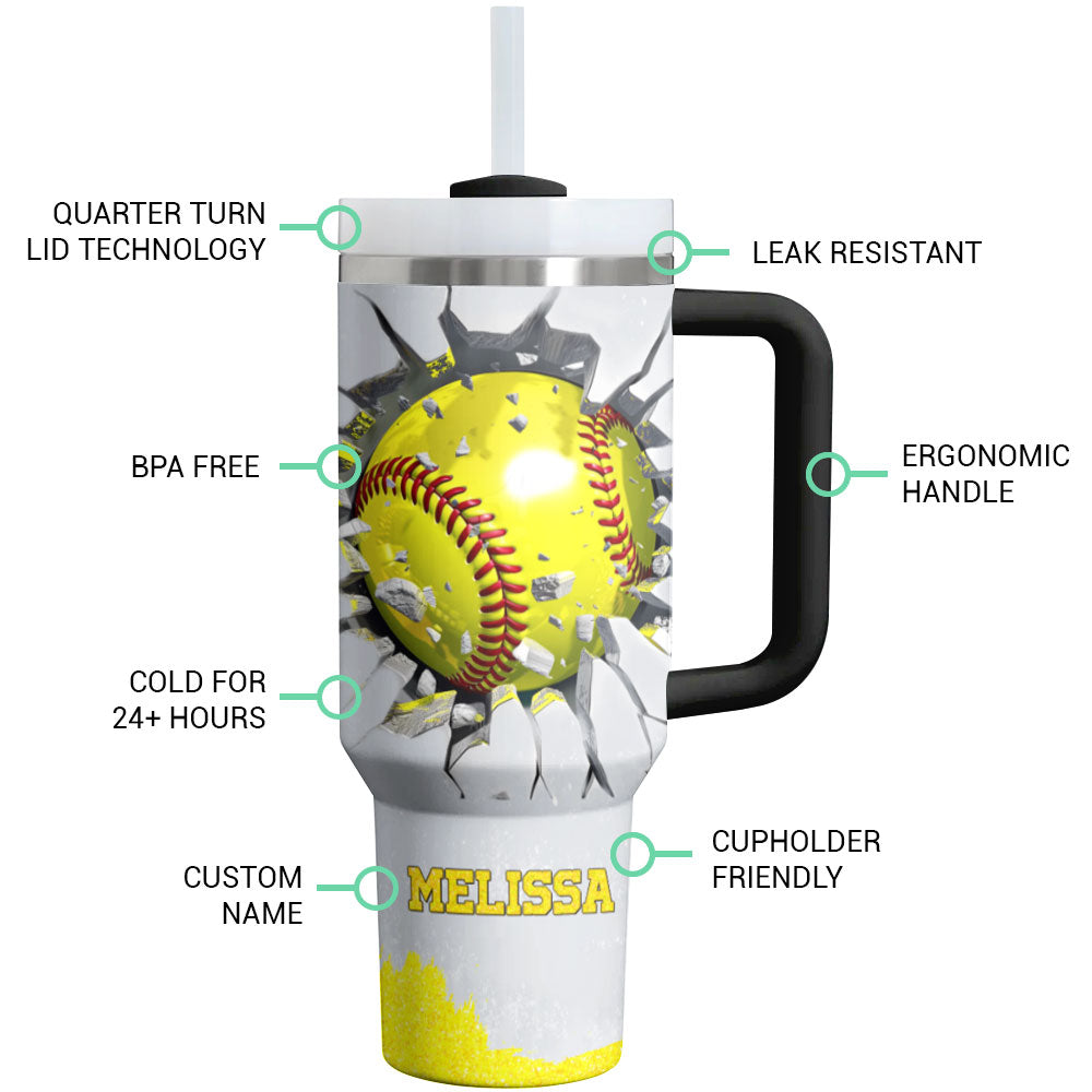40 Oz Softball Shineful Glossy Tumbler Me At A Softball Game