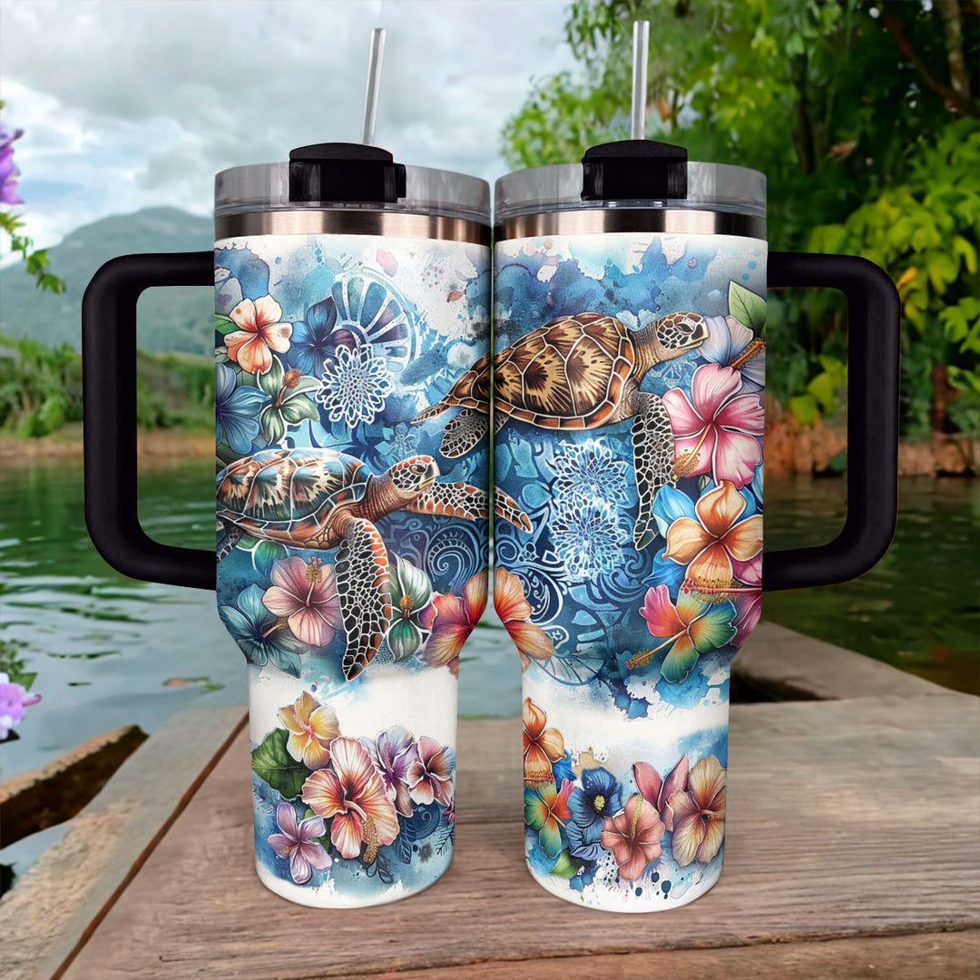 40 Oz Shineful Tumbler Tropical Sea Turtles