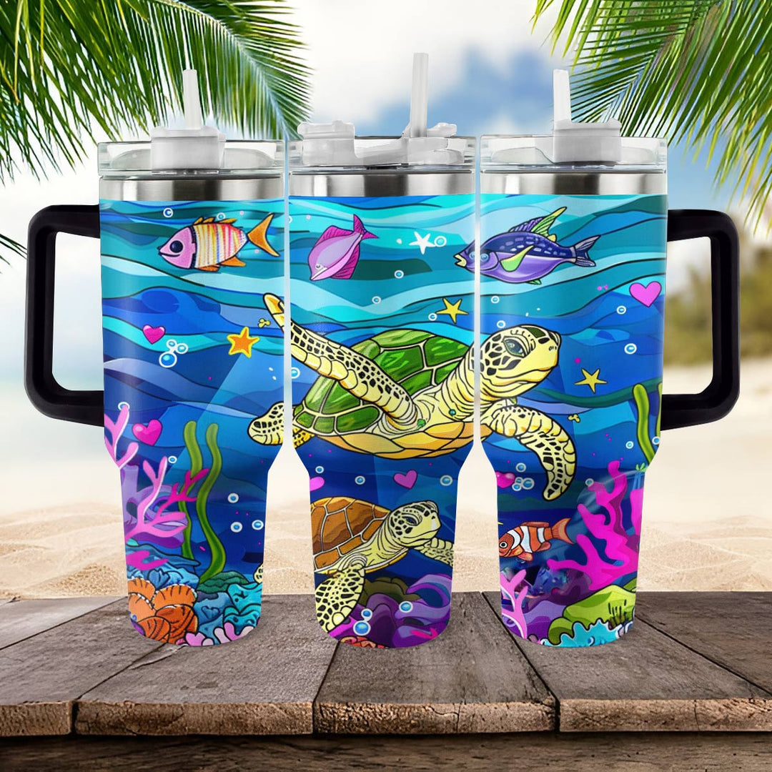 40 Oz Shineful Tumbler Undersea Turtle