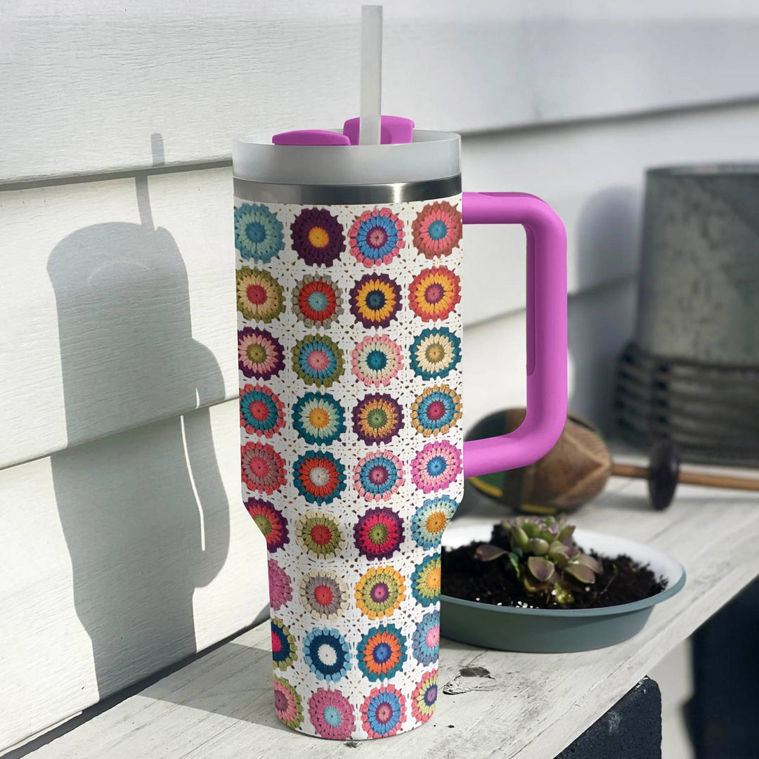 40 Oz Shineful Tumbler Granny Square Tropical Boho