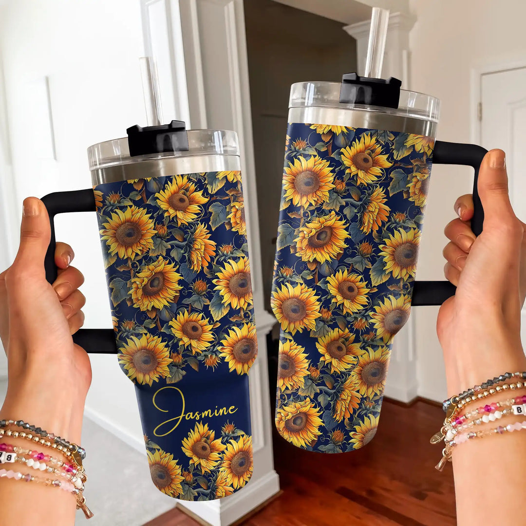 40 Oz Shineful Tumbler Sunflower Personalized Gorgeous Flower