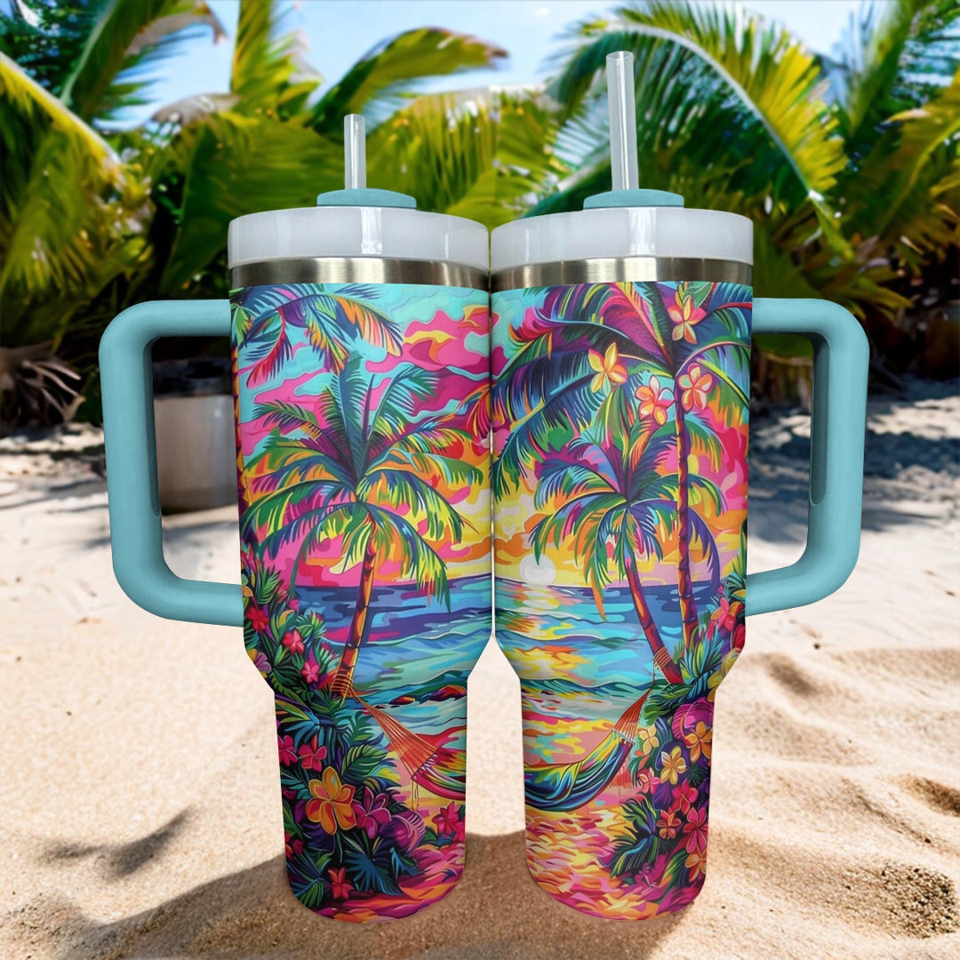 40 Oz Shineful Tumbler Sunset Tropical Paradise