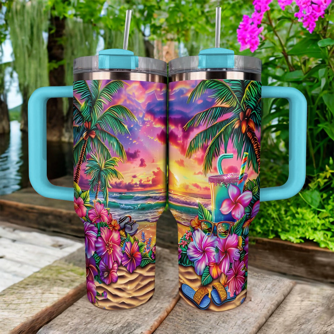 40 Oz Shineful Tumbler Sunset Tropical Escape