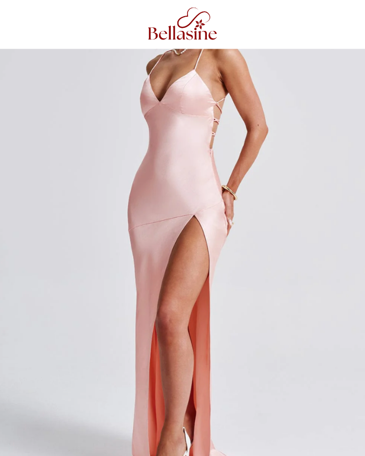 Isobel Bandage - Backless Elegant Slim Cocktail Satin Solid Lace-Up Long Dresses