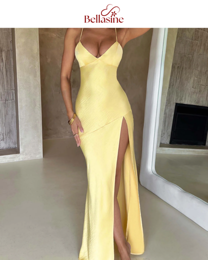 Isobel Bandage - Backless Elegant Slim Cocktail Satin Solid Lace-Up Long Dresses