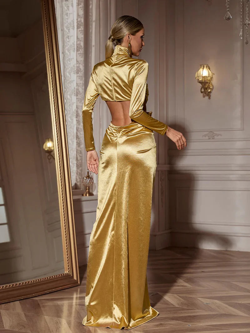 Renwick Long Sleeve Flower Cutout Maxi Dress