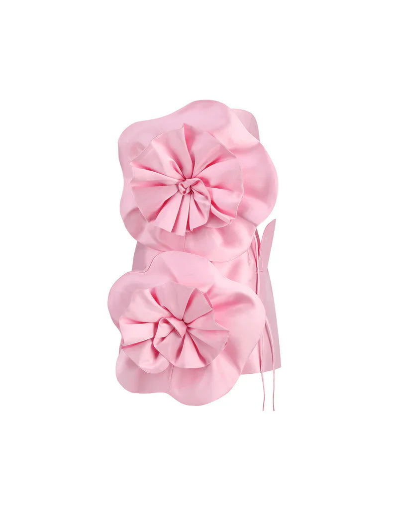 Anwen Strapless Flower Mini Dress