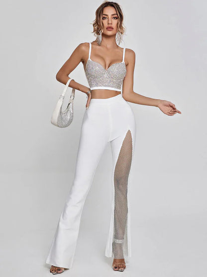 Brianna Crystal Bustier Top In White