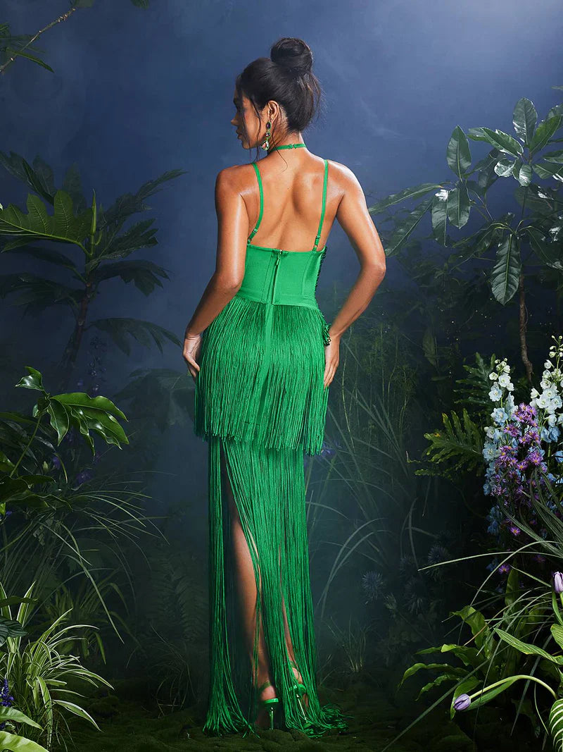 Izumi Fringe Bandage Maxi Dress