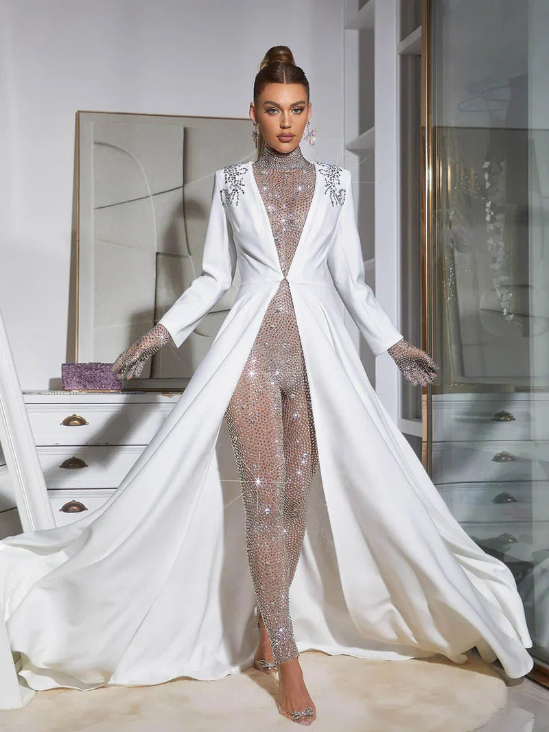 Ally Rhinestone Mesh Jumpsuit