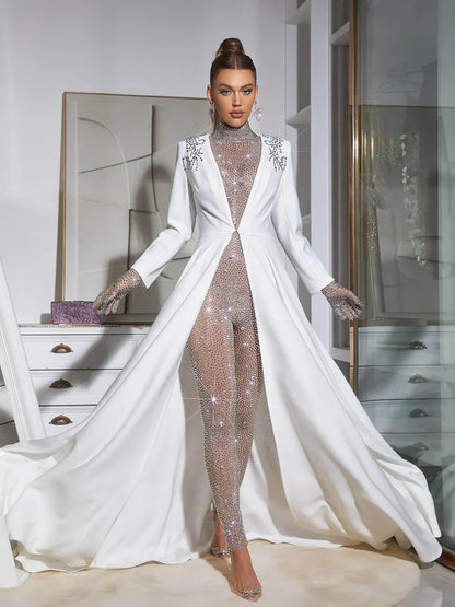 Ally Rhinestone Mesh Jumpsuit