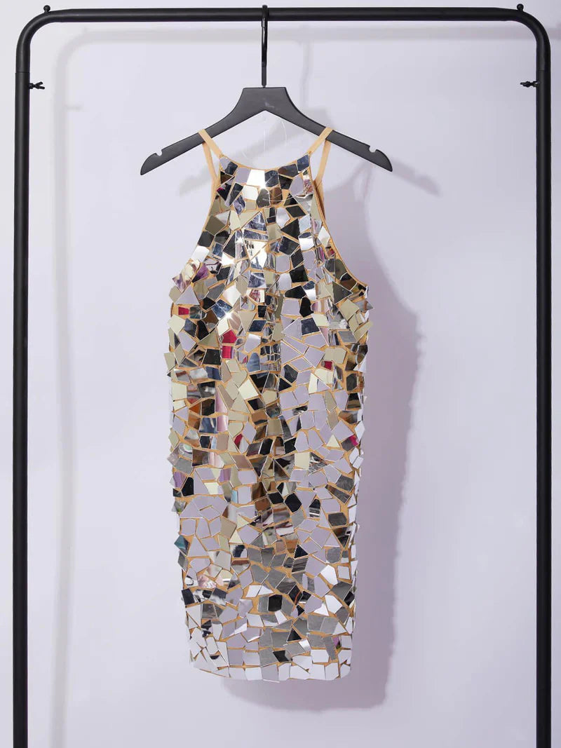 April Embellished Mini Dress - Silver