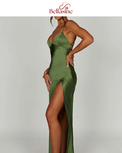 Isobel Bandage - Backless Elegant Slim Cocktail Satin Solid Lace-Up Long Dresses