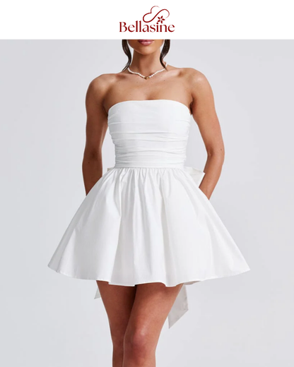 Katrina Mini Dress - Strapless Bow A-Line Waist Dress