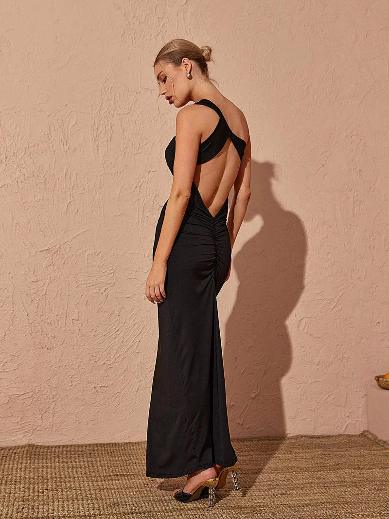 Emi One Shoulder Backless Maxi Dress