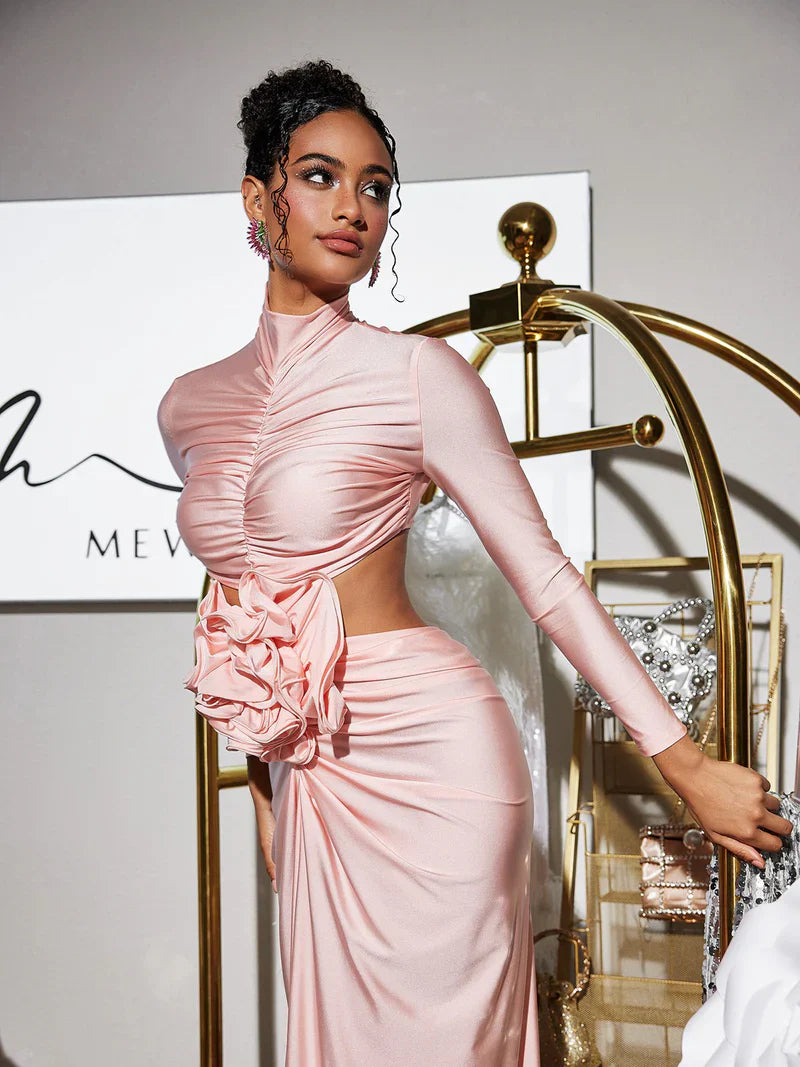 Renwick Long Sleeve Flower Cutout Maxi Dress