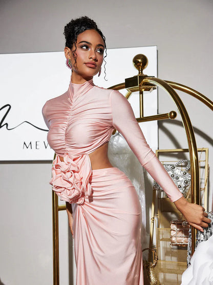 Renwick Long Sleeve Flower Cutout Maxi Dress