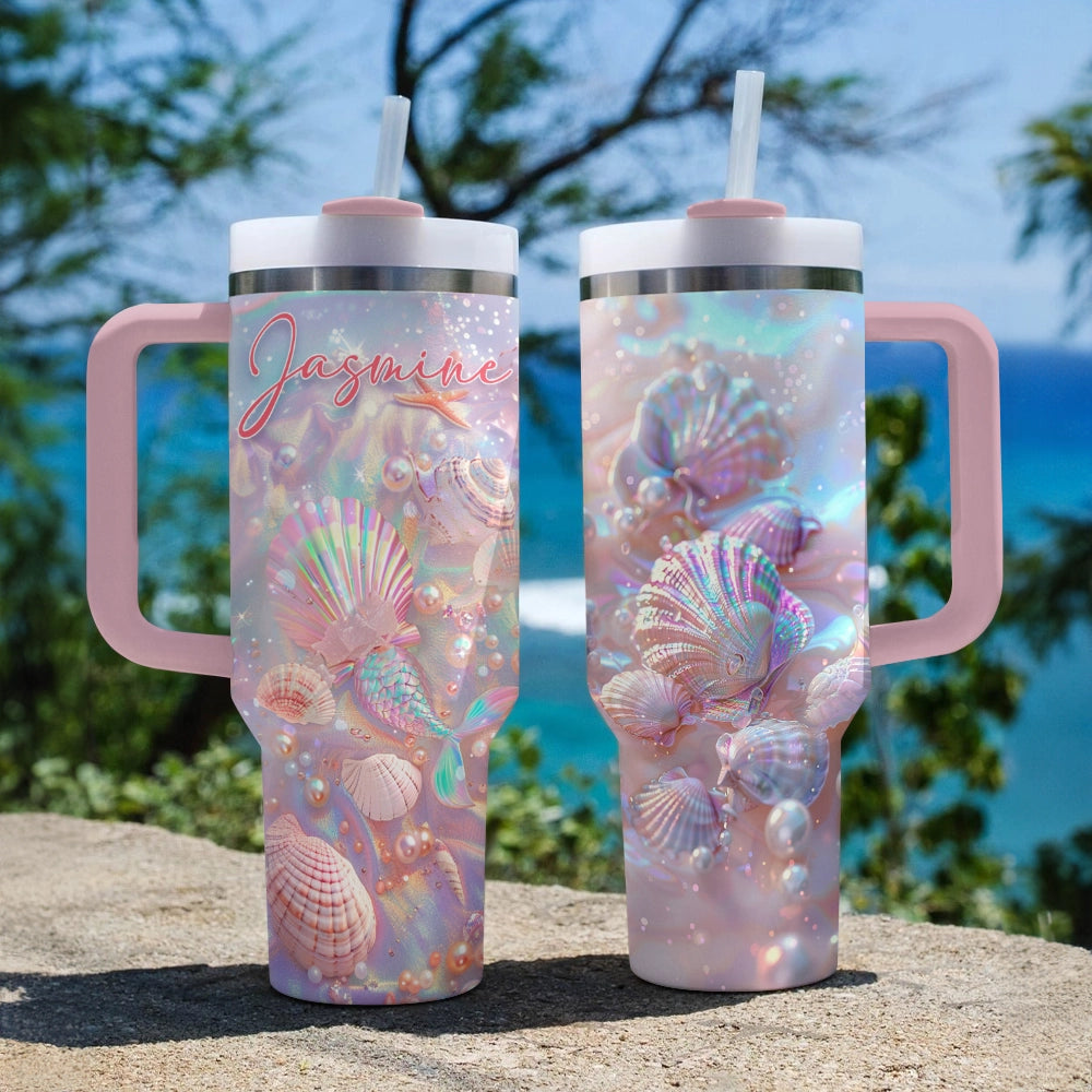 40 Oz Shineful Glossy Tumbler Personalized Shell Lagoon