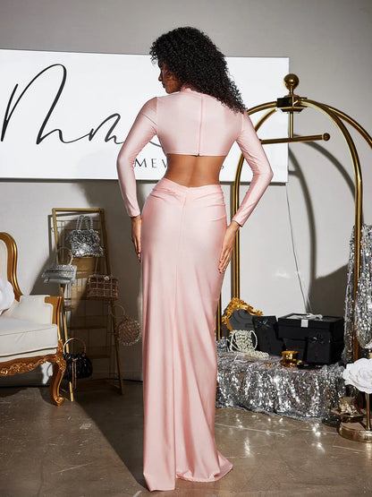 Renwick Long Sleeve Flower Cutout Maxi Dress