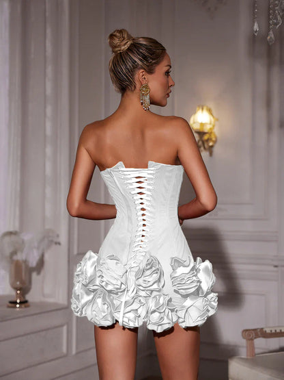 Birtin Strapless Flower Mini Dress