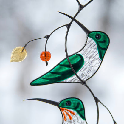 GREEN HUMMINGBIRDS STYLIZED