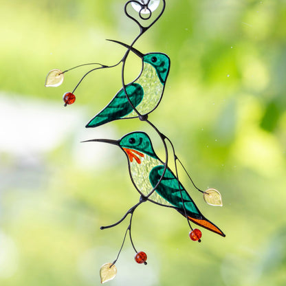 GREEN HUMMINGBIRDS STYLIZED