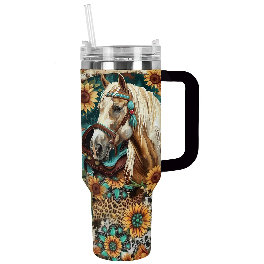 40 Oz  Shineful Tumbler Wildflower Horse