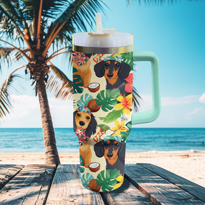40 Oz  Shineful Tumbler Tropical Bandanas Dachshunds