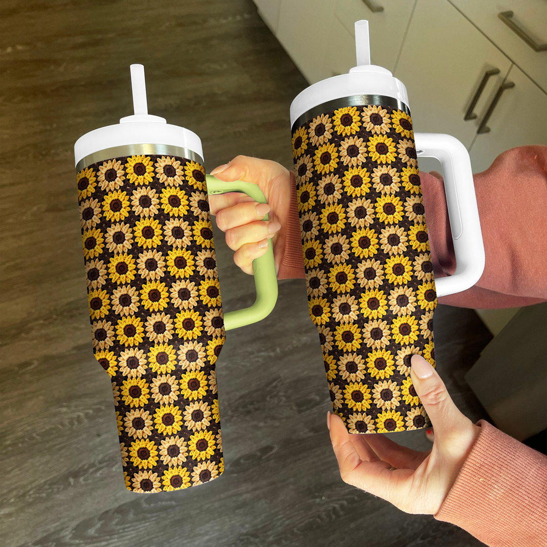 40 Oz  Shineful Tumbler Sunflower Pattern Granny Squares