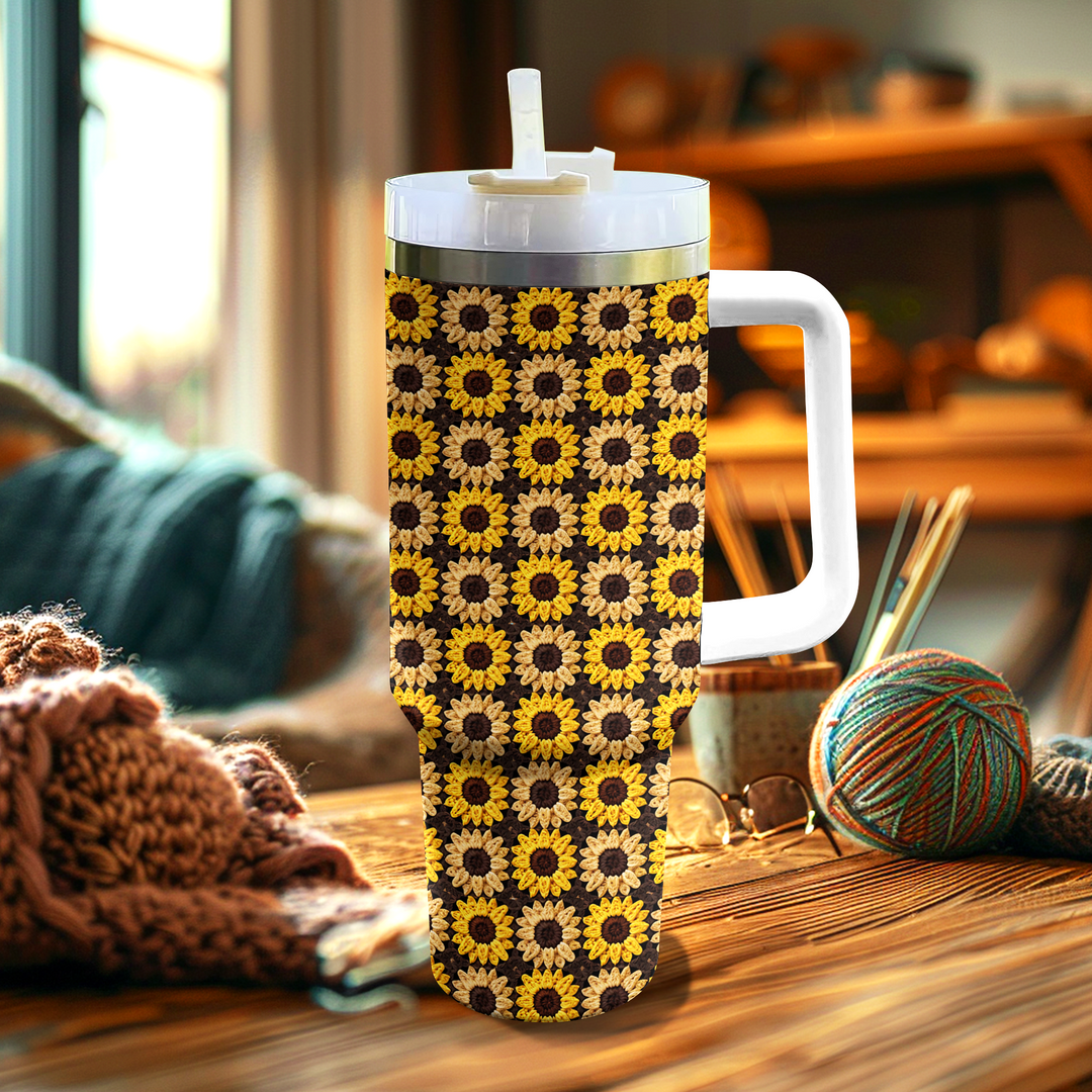 40 Oz  Shineful Tumbler Sunflower Pattern Granny Squares