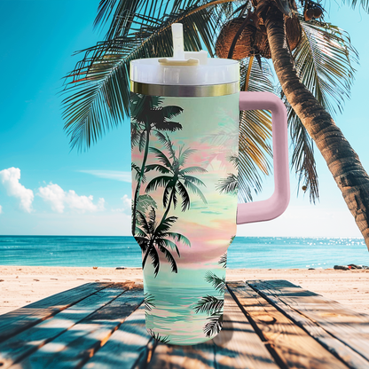 40 Oz  Shineful Tumbler Tropical Coconut Tree