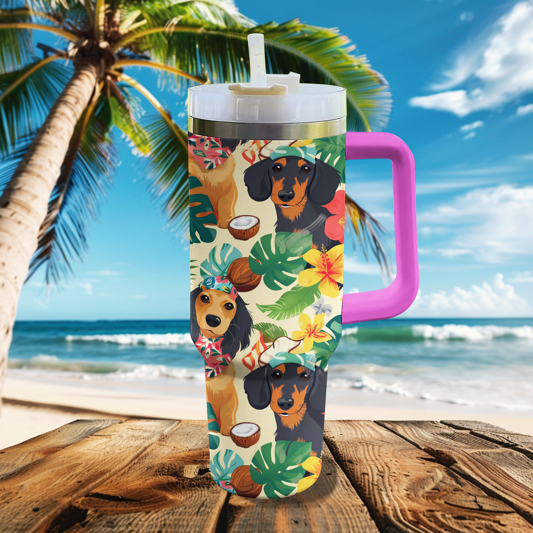 40 Oz  Shineful Tumbler Tropical Bandanas Dachshunds