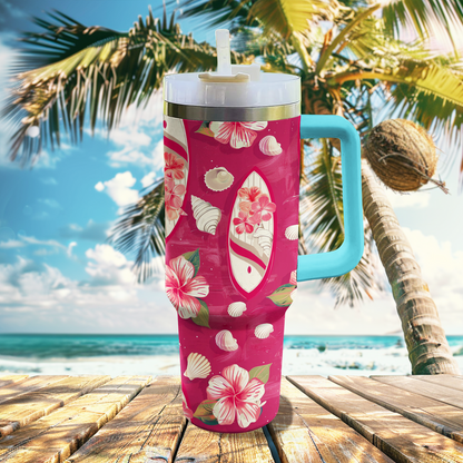 40 Oz Shineful Tumbler Pink Surfing Boards