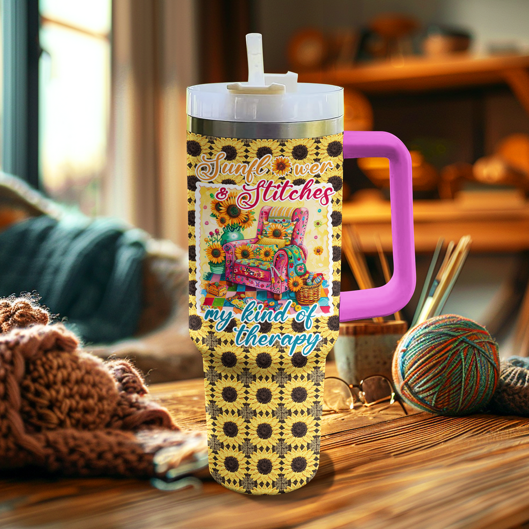 40 Oz Shineful Tumbler Sunflower And Stitches Lover