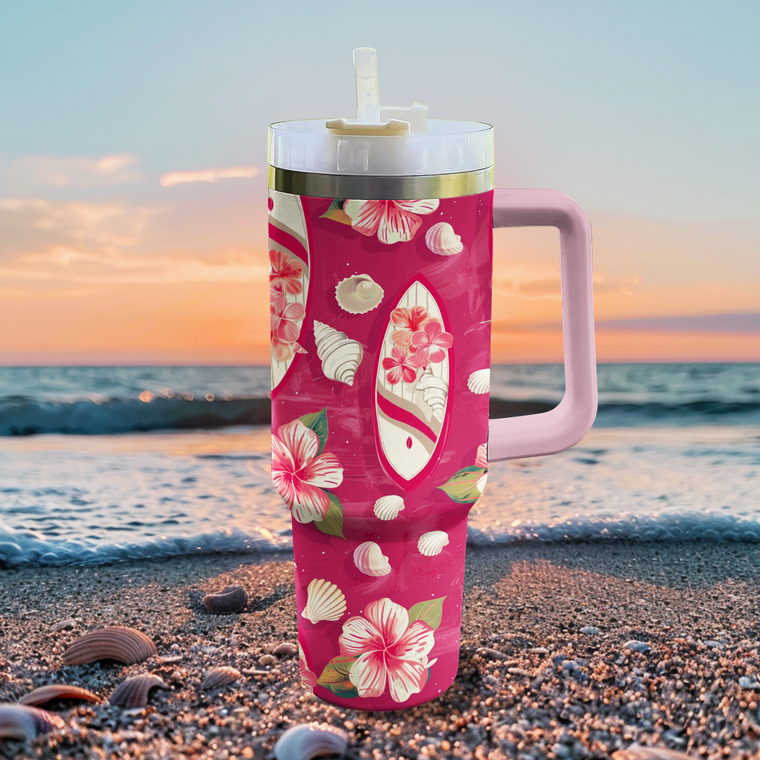40 Oz Shineful Tumbler Pink Surfing Boards