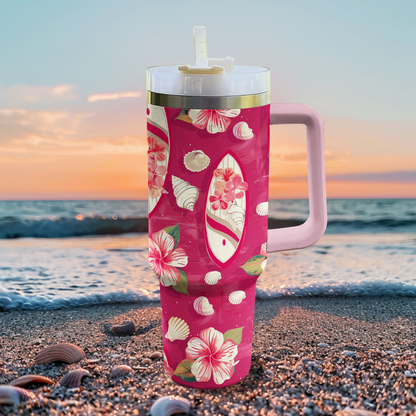 40 Oz Shineful Tumbler Pink Surfing Boards