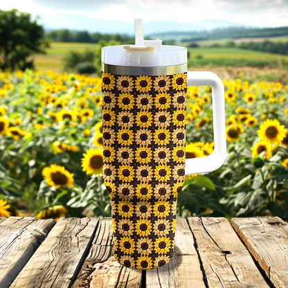 40 Oz  Shineful Tumbler Sunflower Pattern Granny Squares