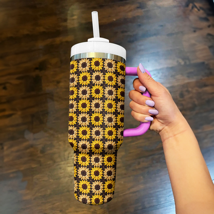 40 Oz  Shineful Tumbler Sunflower Pattern Granny Squares