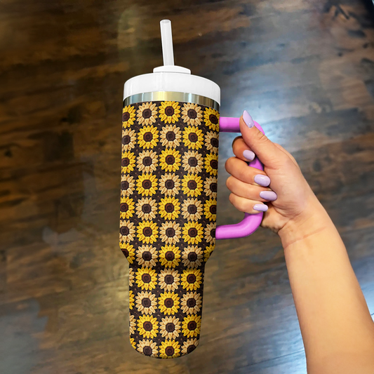 40 Oz  Shineful Tumbler Sunflower Pattern Granny Squares