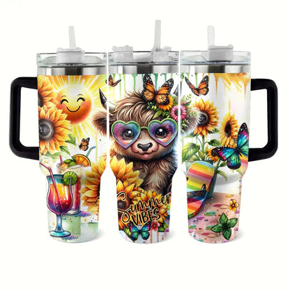 40 Oz  Shineful Tumbler Summer Cow