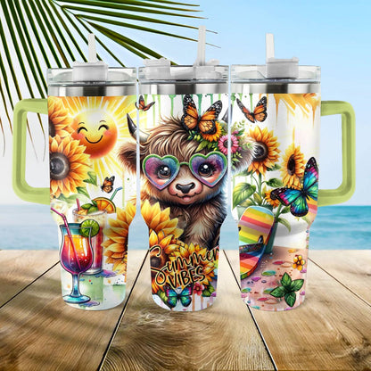 40 Oz  Shineful Tumbler Summer Cow