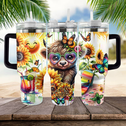 40 Oz  Shineful Tumbler Summer Cow
