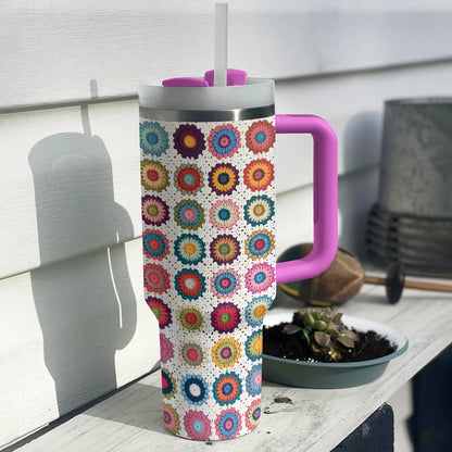 40 Oz Shineful Tumbler Granny Square Tropical Boho