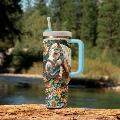 40 Oz  Shineful Tumbler Wildflower Horse
