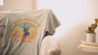 Humming Bird Shirt, Distracted by Birds, Bird Watching Shirt, Funny Gift for Bird Watcher, Retro Vintage Birds, Bird Lover Shirt
