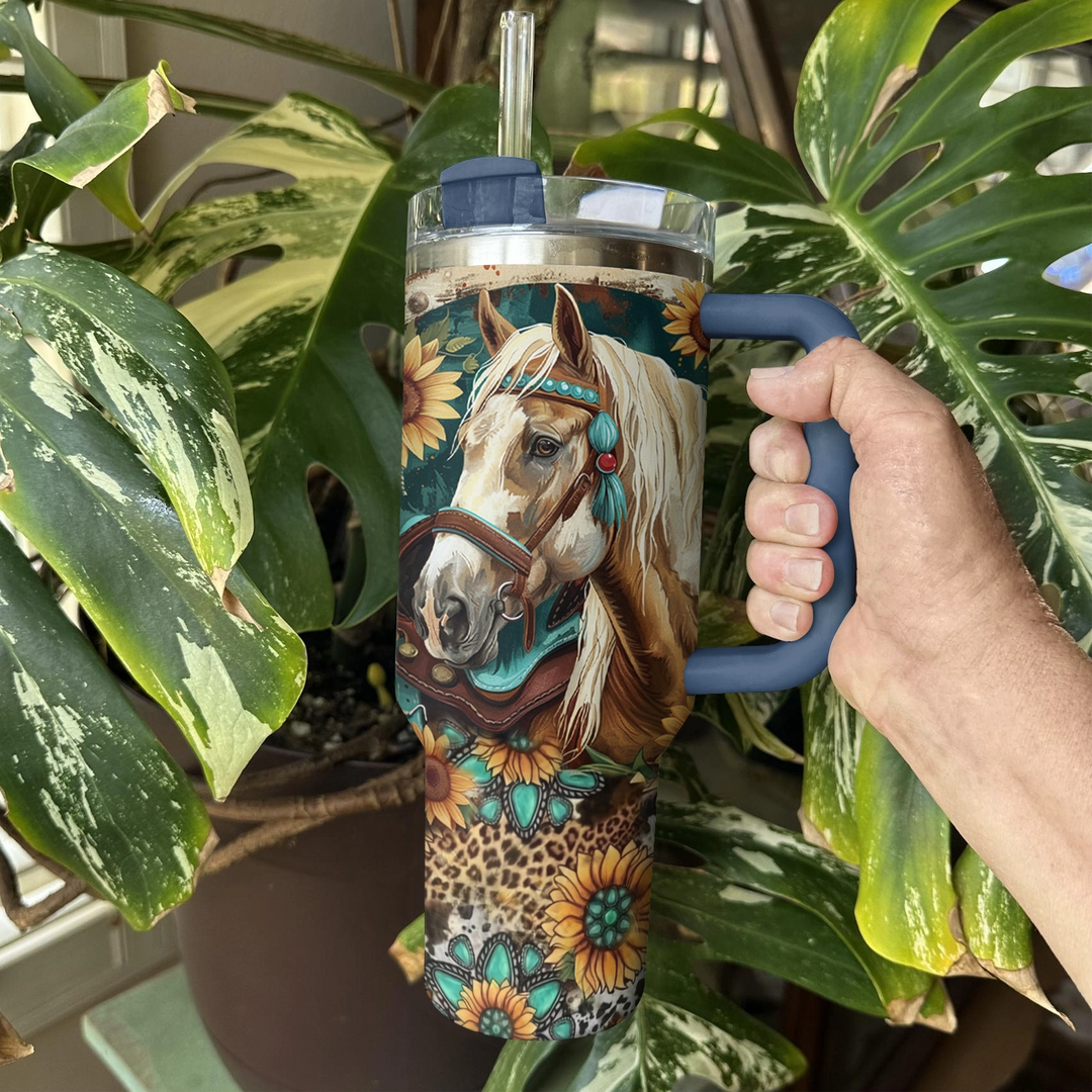 40 Oz  Shineful Tumbler Wildflower Horse