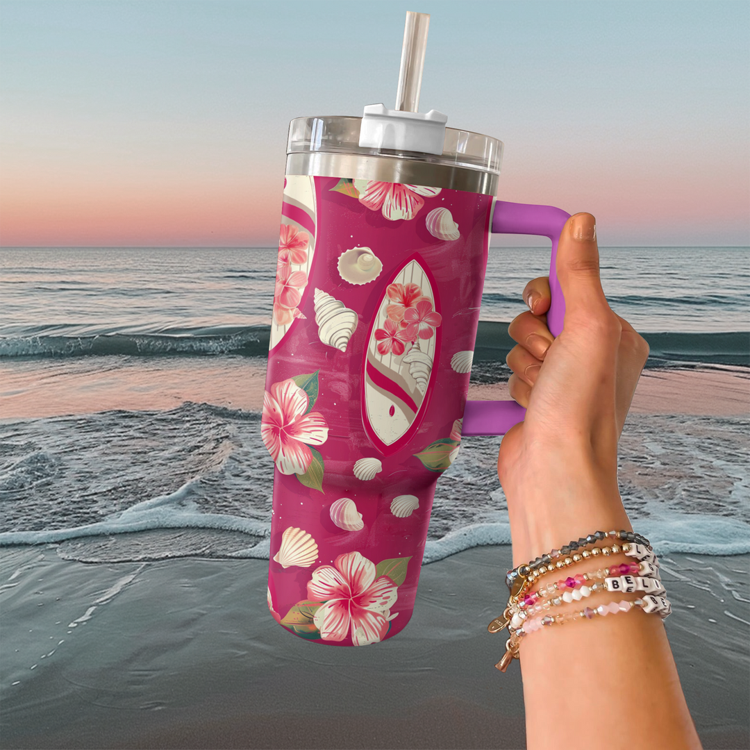 40 Oz Shineful Tumbler Pink Surfing Boards