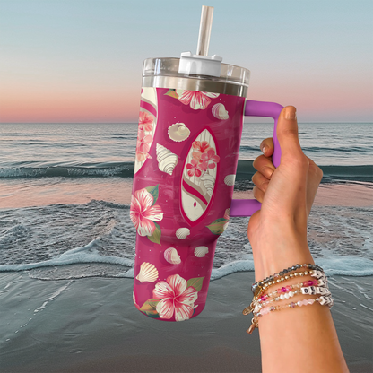 40 Oz Shineful Tumbler Pink Surfing Boards